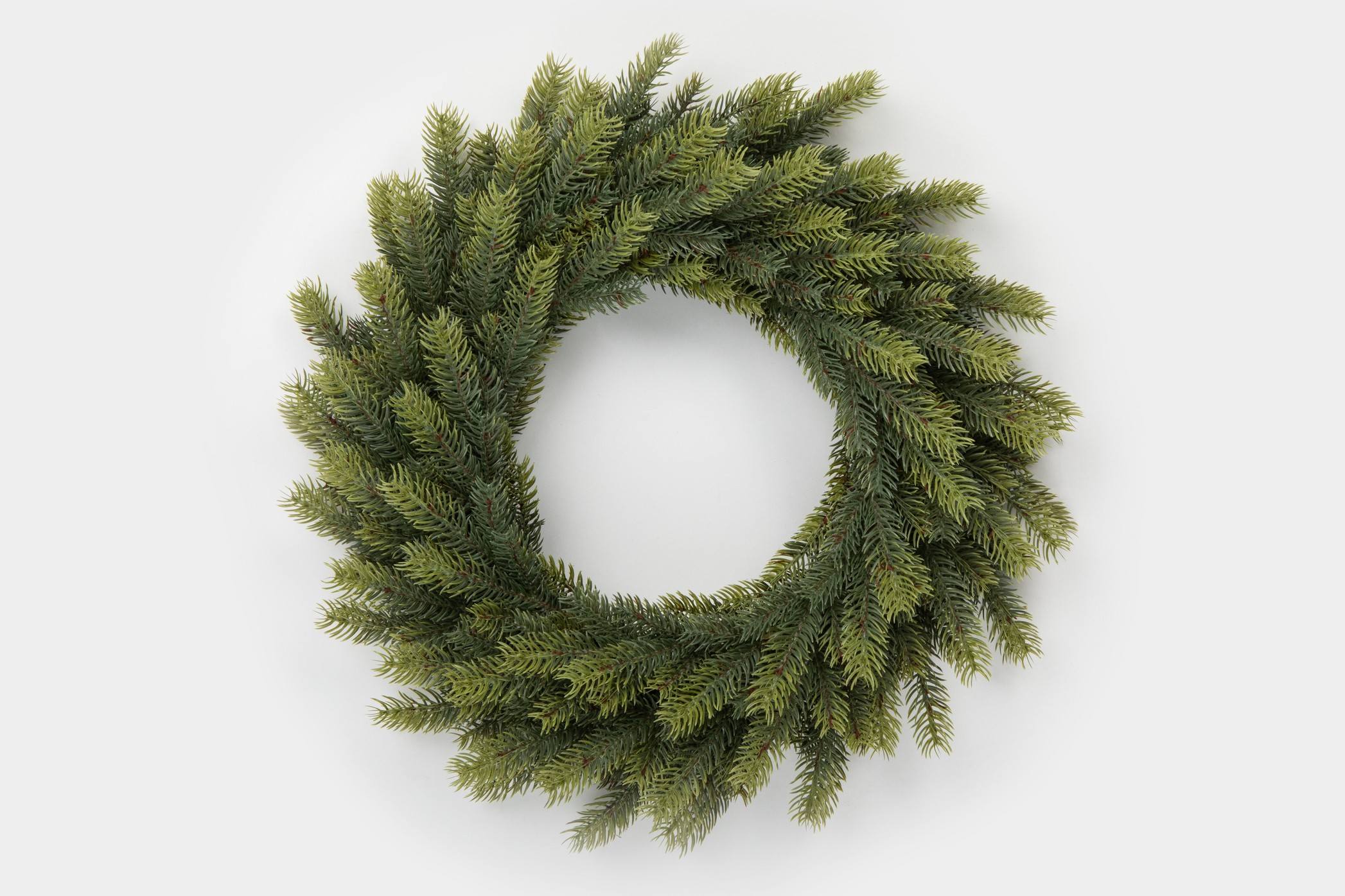 🌿 Miešaný veniec 3D Smrek – 50 cm | Dvojfarebný bledozelený veniec s realistickým vzhľadom