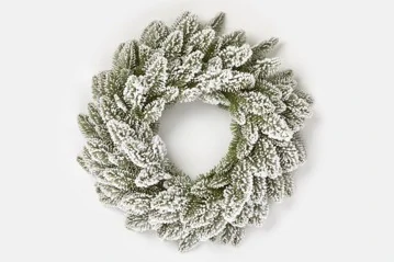 Vianočný veniec biely 40 cm – Zasnežený adventný veniec na dvere