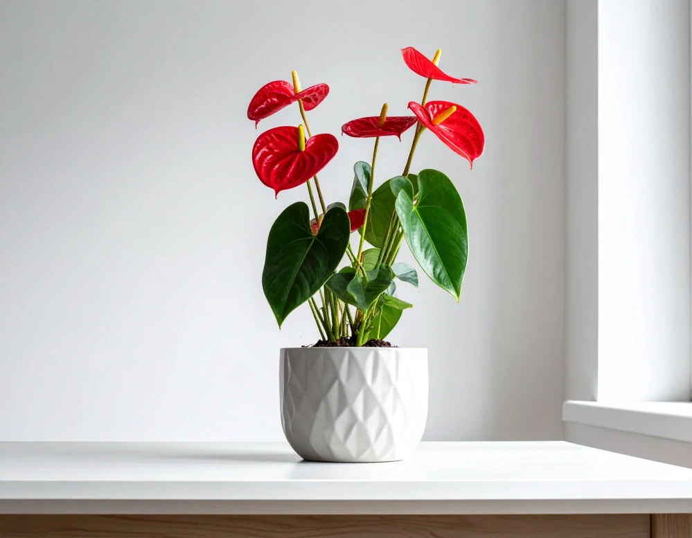 Anthurium / Antúria zdobená v keramickom kvetináči