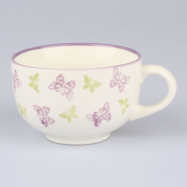 Porcelánová šálka široká s motýlmi (fialová)